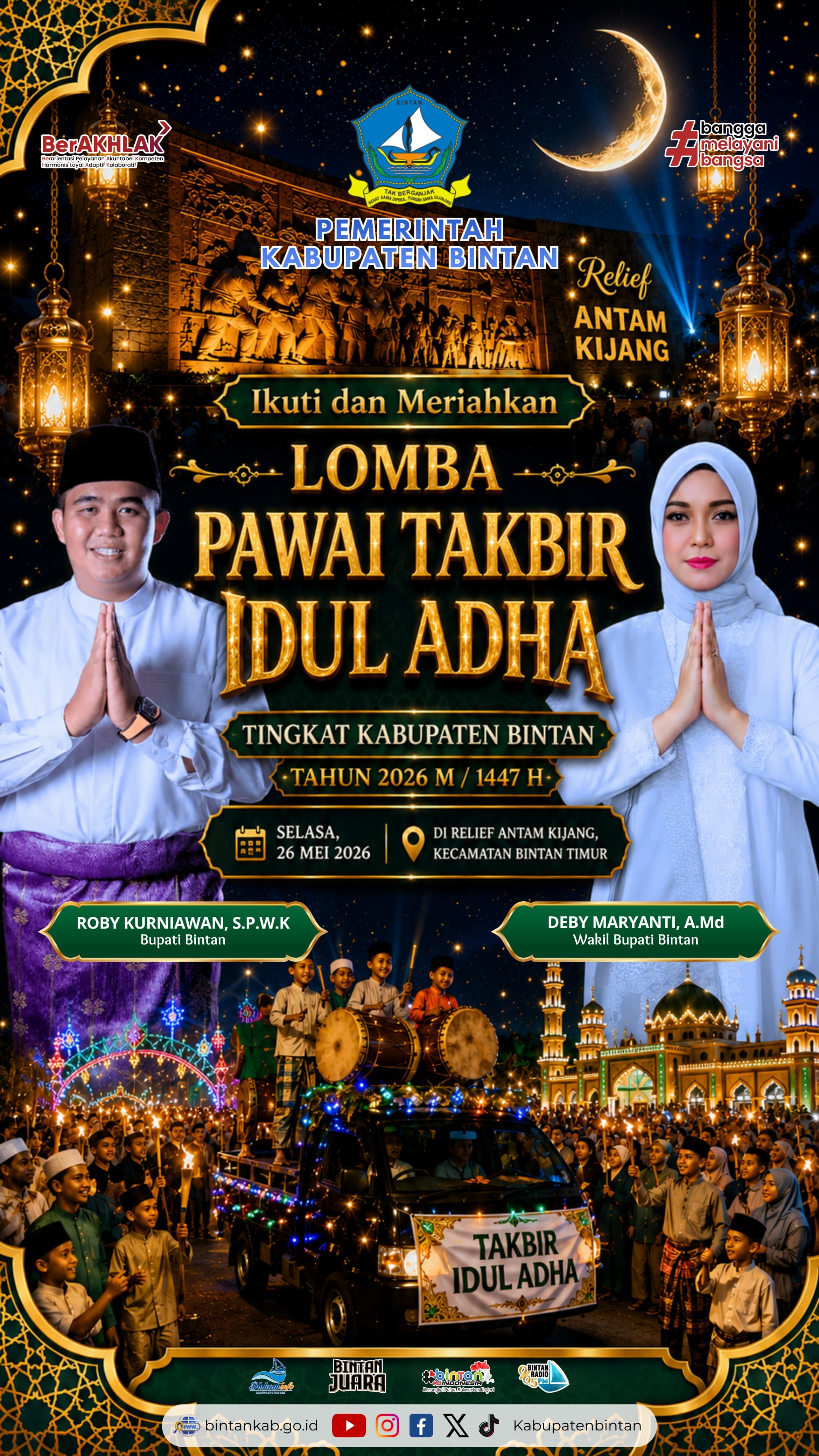 Idul Adha 1447 H, Pemkab Bintan Laksanakan Pawai Takbir di Bintan Timur dan Salat Ied di Toapaya