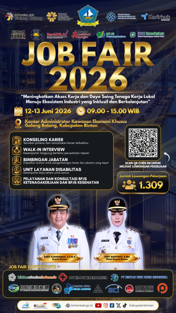 Tersedia 1.309 Lowongan Pekerjaan, Job Fair Bintan 2026 Siap Digelar