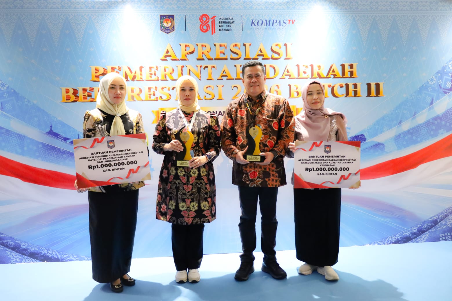 Ajang Pemerintah Daerah Berprestasi dari Kemendagri RI, Bintan Raih 2 Penghargaan Sekaligus